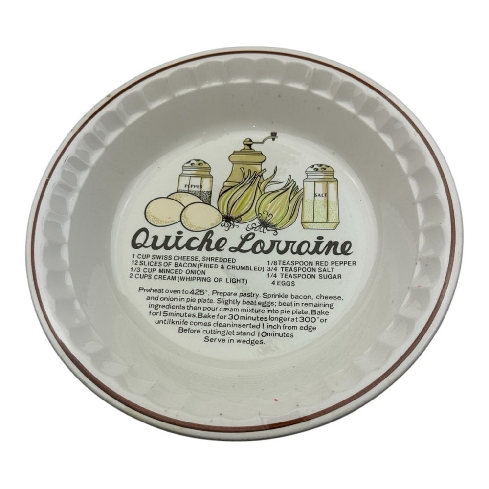 Vintage Allied Quiche Lorraine Pie Plate Recipe Dish